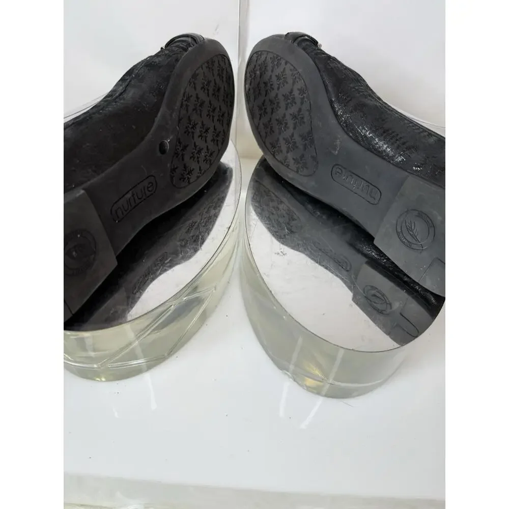 Nurture Women Ballet Flats Shoes‎ Sz 8.5 Black Cap Toe Leather Slip On Myriam